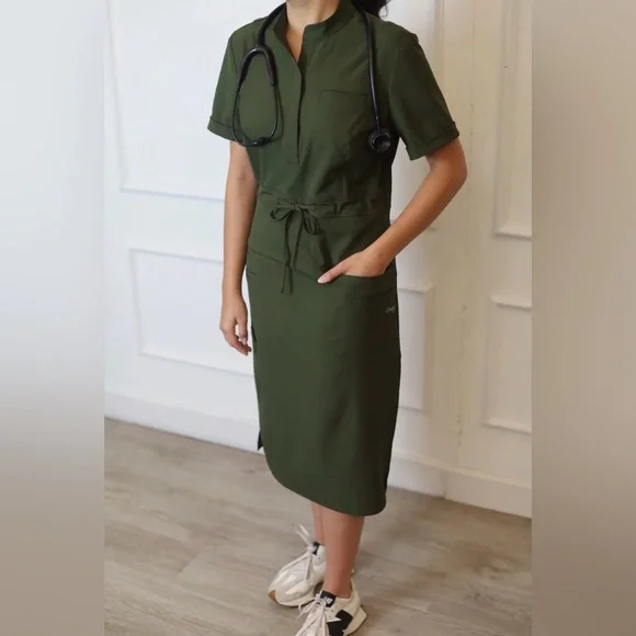 Olive Green C Saucy Scrub Dress Original Collection - Picture 1 of 8